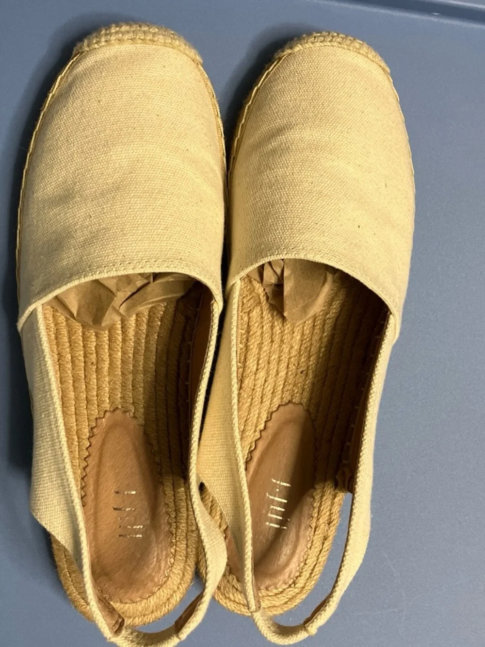 J Jill cream canvas, and leather espadrilles.